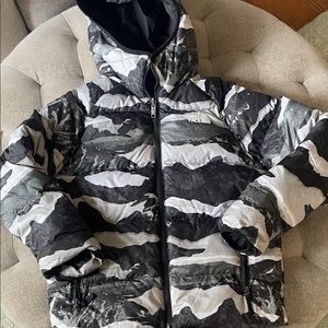 The North Face Black and Gray Camouflage Jacket